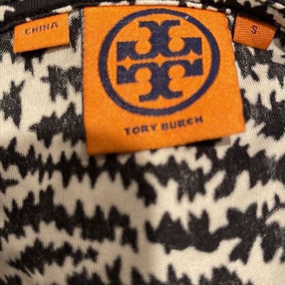 Tory Burch Black Print 100% Silk Cowl Neck Ruching Drape Stretch Bodycon Dress S - Picture 5 of 8